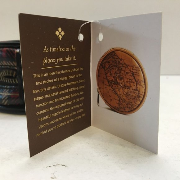 Patricia Nash Diamante Leather Round Zip Jewelry Case Bag Plaid Tartan Red Pouch - Picture 11 of 11